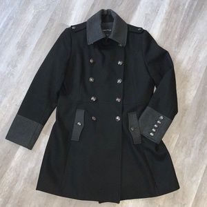 Nautica military style wool coat L black/grey
